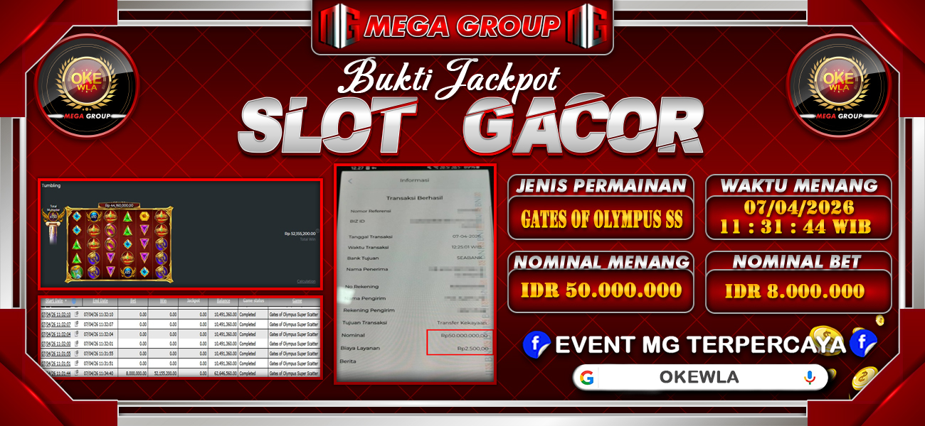 Bukti JP situs Okewla hari Selasa, 07 April 2026